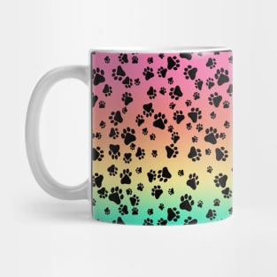 Pride Pastel Rainbow with Black Paw Prints Graphic Design Mug